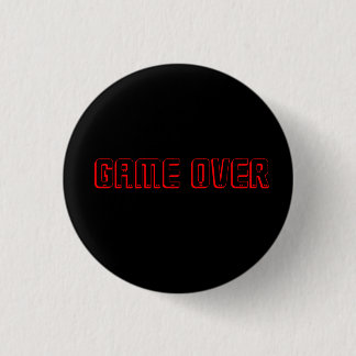 GAME OVER RED ON BLACK 1 INCH ROUND BUTTON