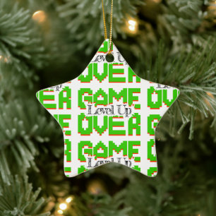 Game Over: Restore Old-School Fun, Level Up Today Ceramic Ornament