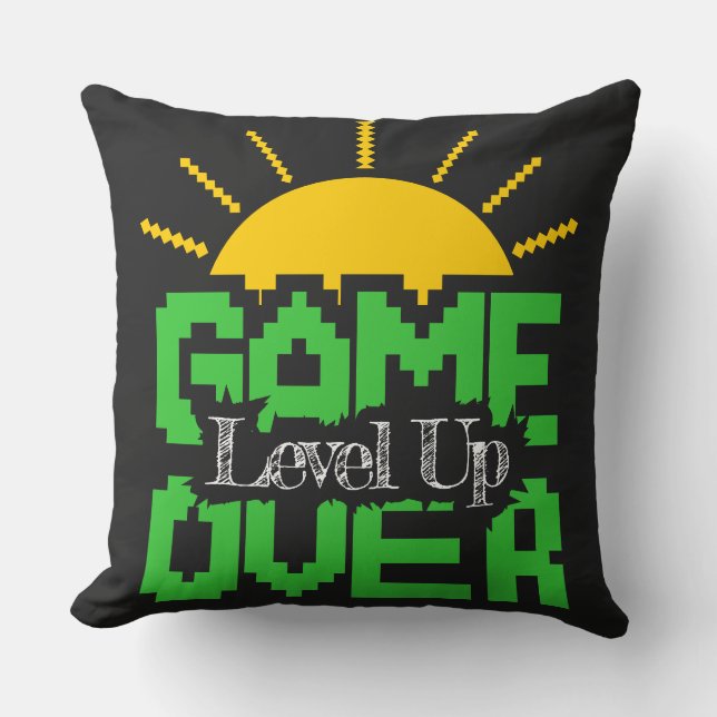 Game Over: Revive Old Games, Level Up Your Game Throw Pillow (Front)