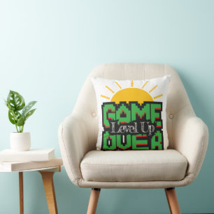 Game Over, Revive retro games with, level up Throw Pillow