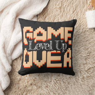 Game Over, Revive Vintage Games and Level Up Throw Pillow