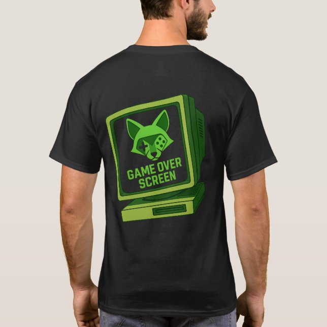 “Game Over Screen – Retro Fox Gamer T-Shirt” T-Shirt (Back)
