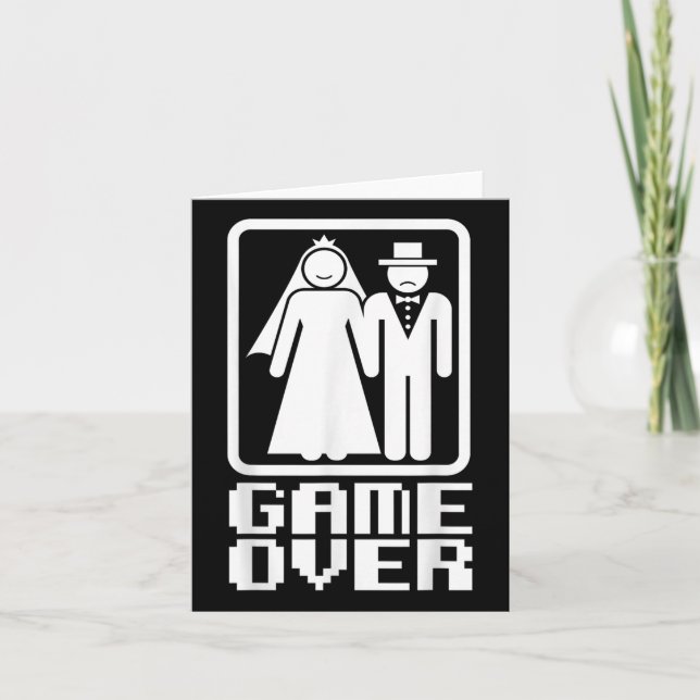 Game Over Shirt Funny Wedding Bride Groom Gamer Te Card (Front)