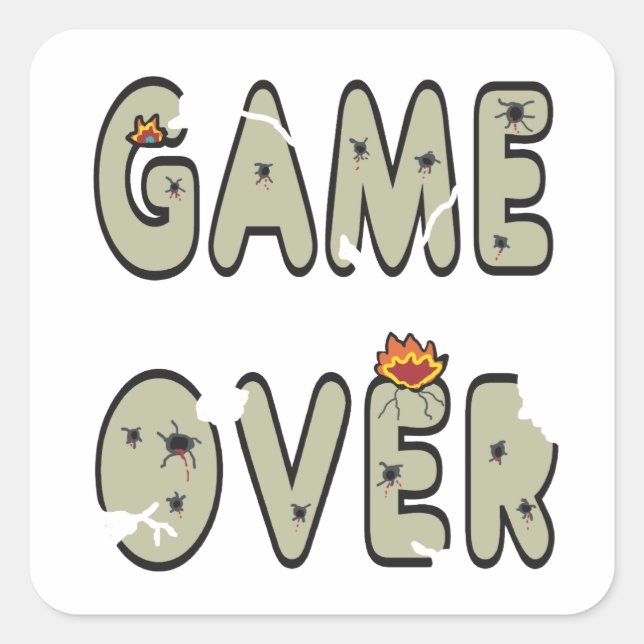 Game Over Square Sticker (Front)