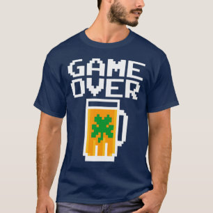 Game Over St Patricks Day Gamer Beer Retro Video G T-Shirt