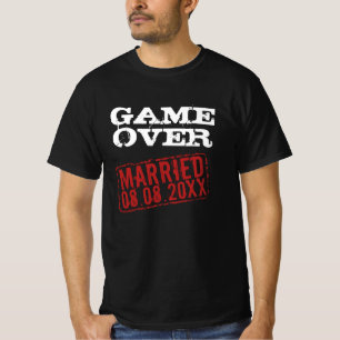 Game Over t-shirt drôle avec timbre date mariage