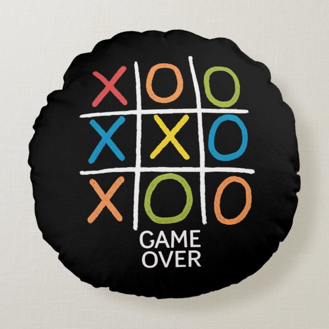 Game Over Tic-Tac-Toe Round Pillow (Front)