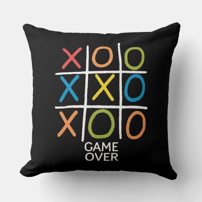 Game Over Tic-Tac-Toe Throw Pillow (Front)