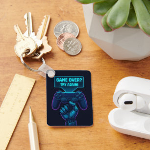 Game Over? Try Again! – Cool Futuristic Gamer Keychain