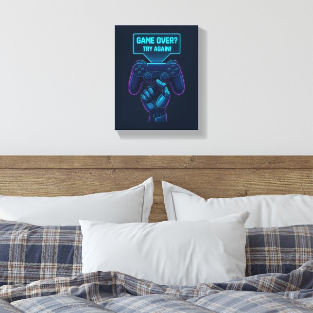 Game Over? Try Again! – Futuristic Gamer Canvas (Insitu(Bedroom))