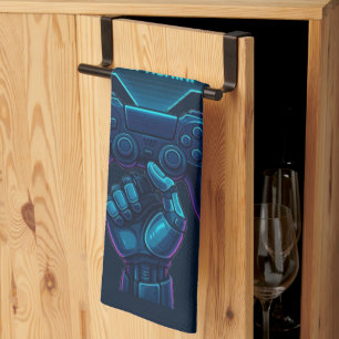 Game Over? Try Again! Futuristic Gamer Kitchen Towel