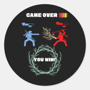 Game Over Video Game Battle Classic Round Sticker