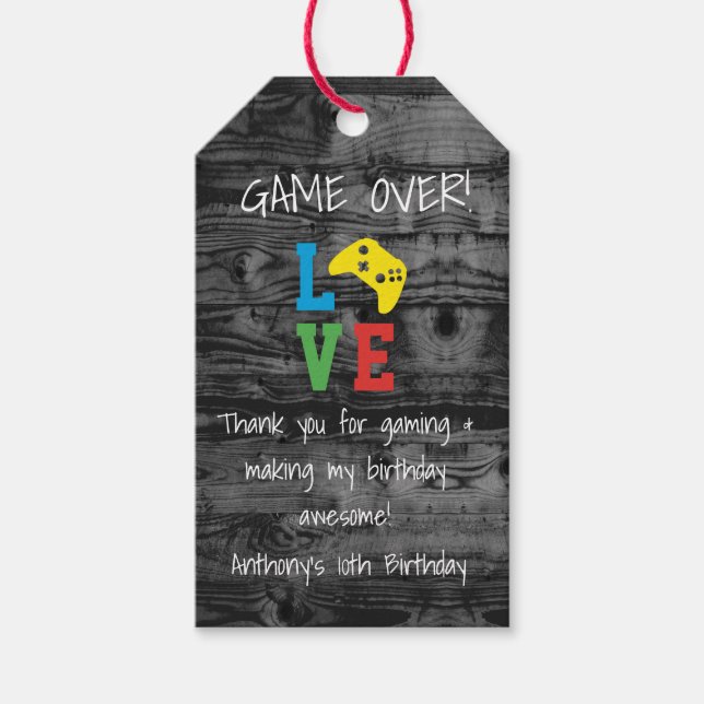 Game Over... Video Game Thank You  Favour Tag (Front)