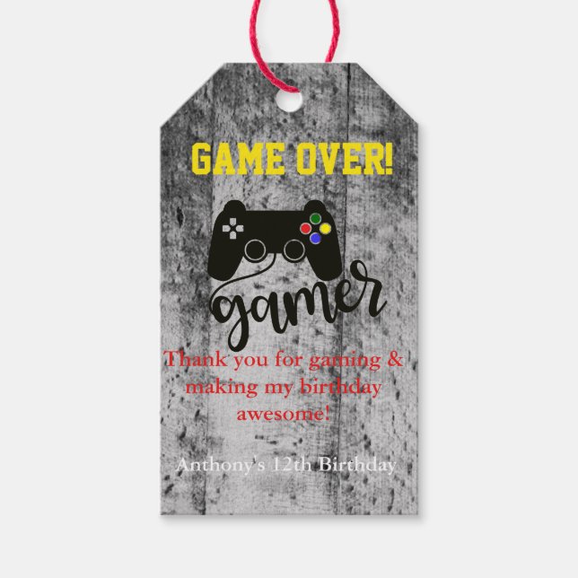 Game Over... Video Game Thank You  Favour Tag (Front)