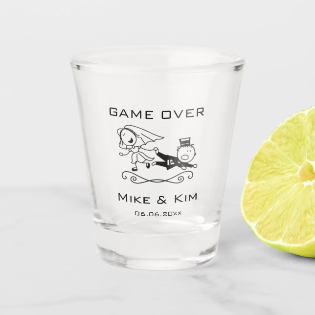 Game Over Wedding Shot Glass (Front)
