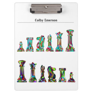 Game Players Rainbow Chess Pieces Custom Text Clipboard
