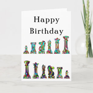 Game Players Rainbow Colour Chess Pieces Set Note Card