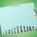 Game Players Rainbow Colour Chess Pieces Set Teal Notepad<br><div class="desc">Personalize and customize this super notepad with your name or any text. Featuring a set of rainbow glass with teal chess pieces,  complete with king queen knight bishop pawn rook for a unique modern design on a light Teal background.</div>