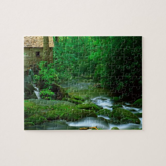 Game Puzzle-Lush Forest Creek Scene Jigsaw Puzzle (Horizontal)