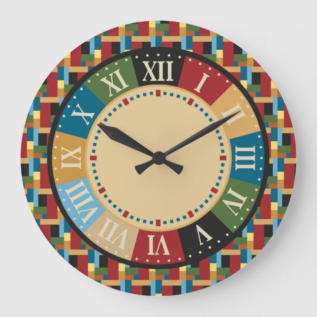 Game Room Colourful Geometric Modern Large Clock (Front)