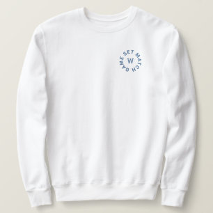 Game Set Match Blue Monogram Mens Tennis Whites Sweatshirt