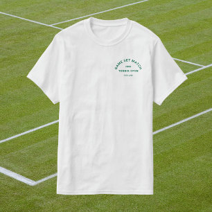Game Set Match Green Crest Mens Tennis Whites T-Shirt