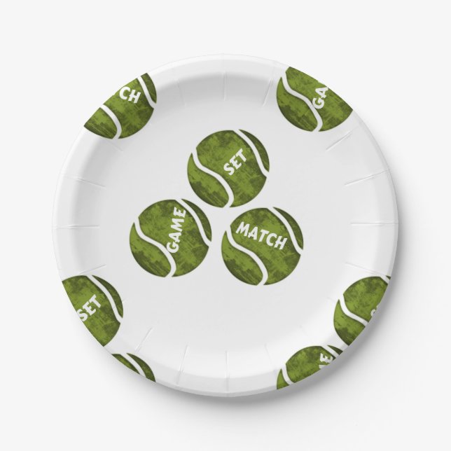 Game Set Match Tennis Paper Plate (Front)