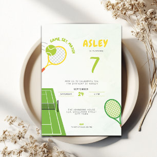 Game, Set, Match Tennis Party Trendy 7th Birthday Invitation