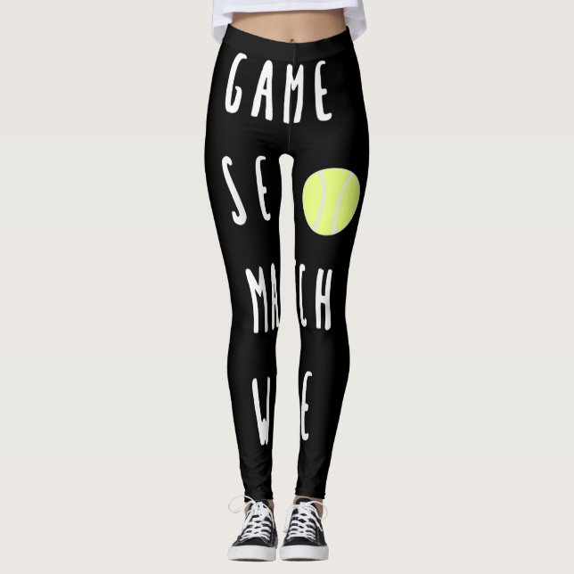 Game Set Match Wine Wine Lover Tennis Player Leggings (Front)