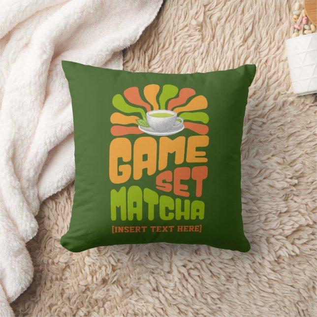 GAME SET MATCHA Fun Latte Drinker Throw Pillow (Blanket)