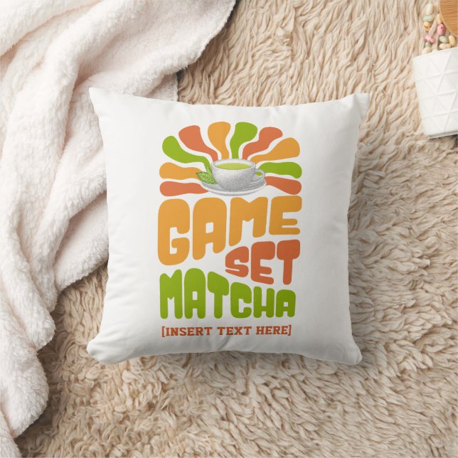 GAME SET MATCHA Fun Latte Drinker Throw Pillow (Blanket)