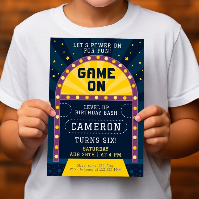 Game Start Arcade Birthday Party Invitation (Creator Uploaded)