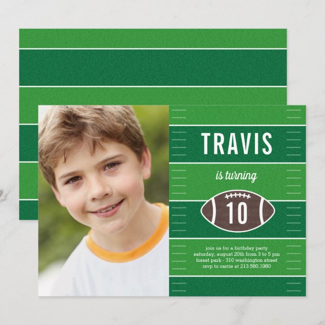 Game Time Football Birthday Party Invitation (Front/Back)