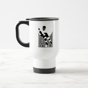 Game Time Hockey Player Black White Insulated Travel Mug