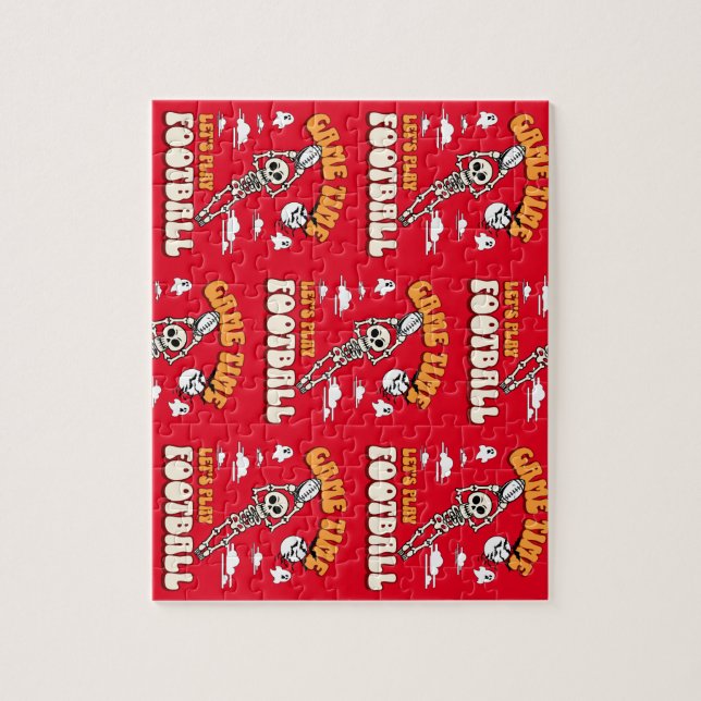 Game Time Let's Play Football Halloween Funny Jigsaw Puzzle (Vertical)