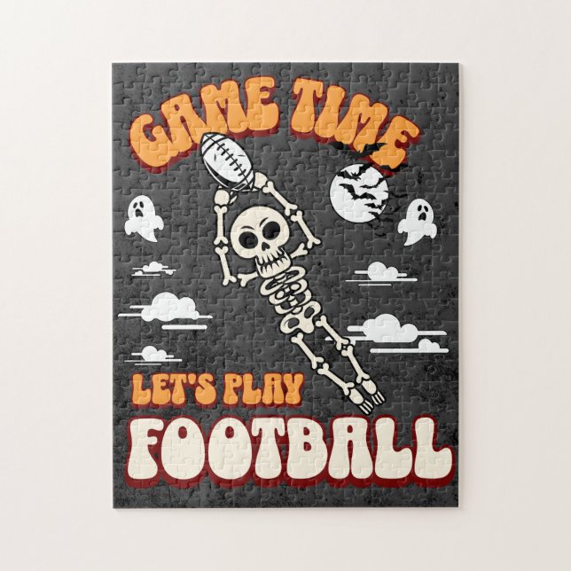 Game Time Let's Play Football Halloween Funny Jigsaw Puzzle (Vertical)