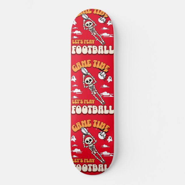 Game Time Let's Play Football Halloween Funny Skateboard (Front)