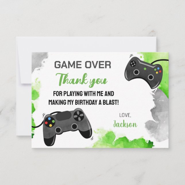 Game Time Level Up Video Game Thank You Cards (Front)