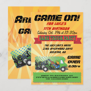 Game Truck Party Invitations