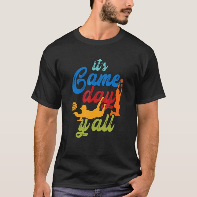 Game Volleyball Day Players Retro Beach Volleyball T-Shirt (Front)