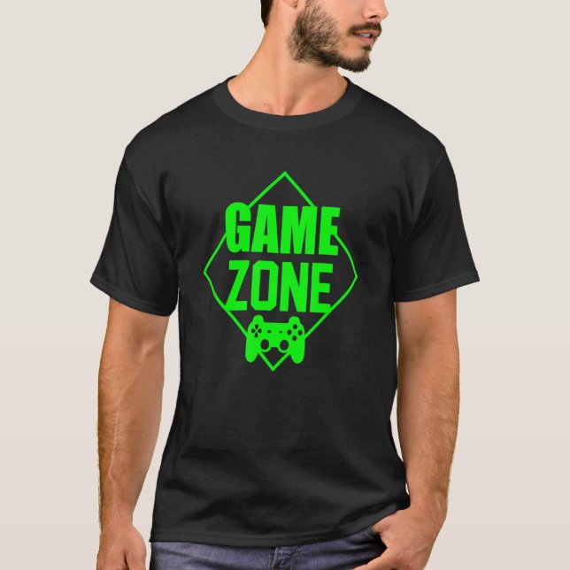 Game Zone Controller Green Video Game Gamer T-Shirt (Front)