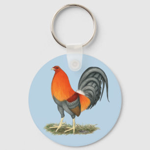 Gamecock Blue Red Rooster Keychain