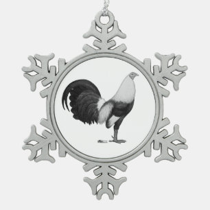Gamecock Grey Duckwing Snowflake Pewter Christmas Ornament