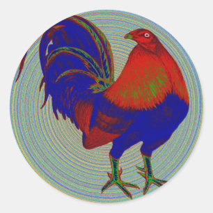 Gamecock: Impressionist Rooster Classic Round Sticker