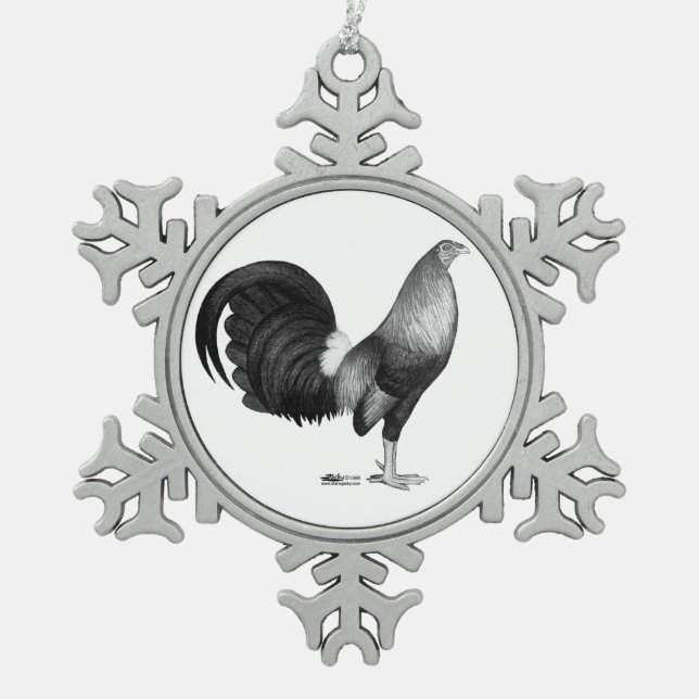 Gamecock Red Hatch Snowflake Pewter Christmas Ornament (Front)