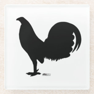 Gamecock Rooster Silhouette Glass Coaster