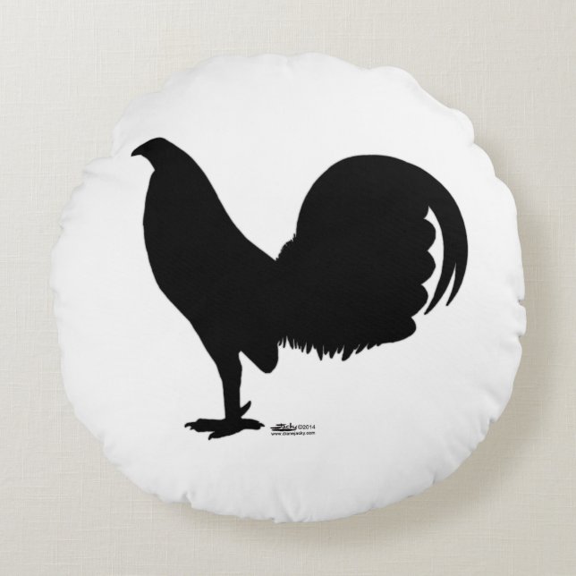 Gamecock Rooster Silhouette Round Pillow (Front)