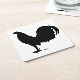 Gamecock Rooster Silhouette Square Paper Coaster