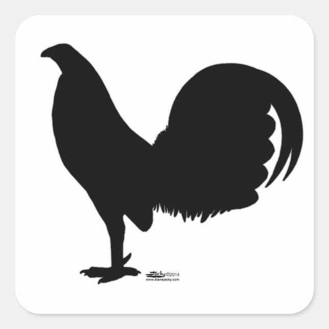 Gamecock Rooster Silhouette Square Sticker (Front)
