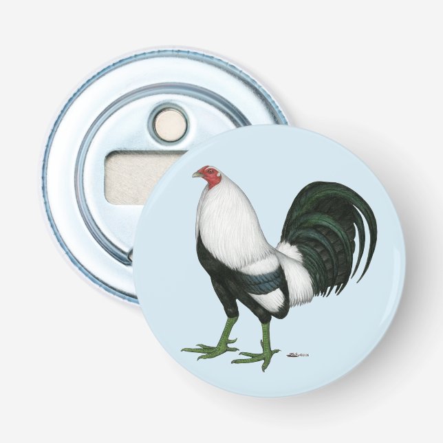 Gamecock Silver Duckwing Bottle Opener (Front)